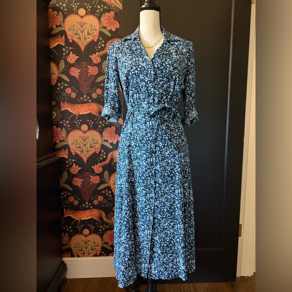 Floral Blue Midi Dress